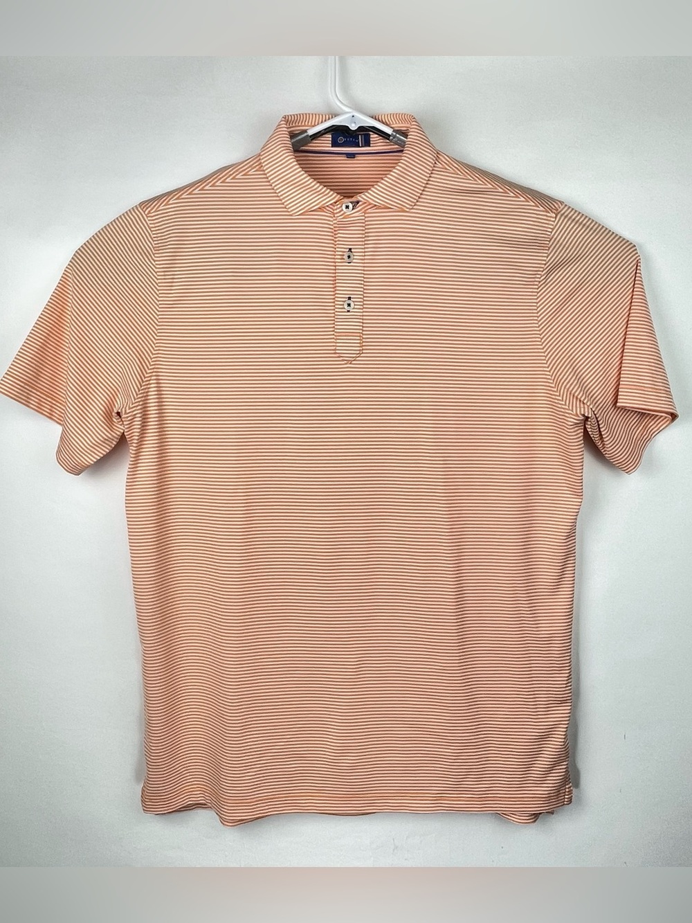 Stitch Golf Cabot Stripe Polo Shirt Men’s M/L Orange White Vertical Stripe S/S